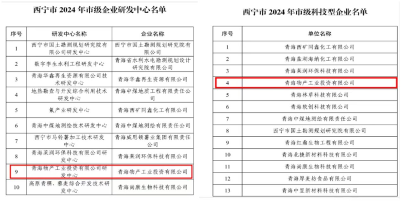 工投公司被西寧市科學技術局評定為西寧市科技型企業和西寧市企業研發中心